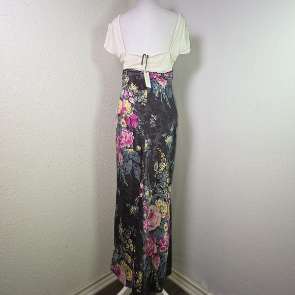 NWT Anthropologie Twofar Black Floral Midi Dress M – Elegant Jacquard Slip Style - Picture 6 of 16